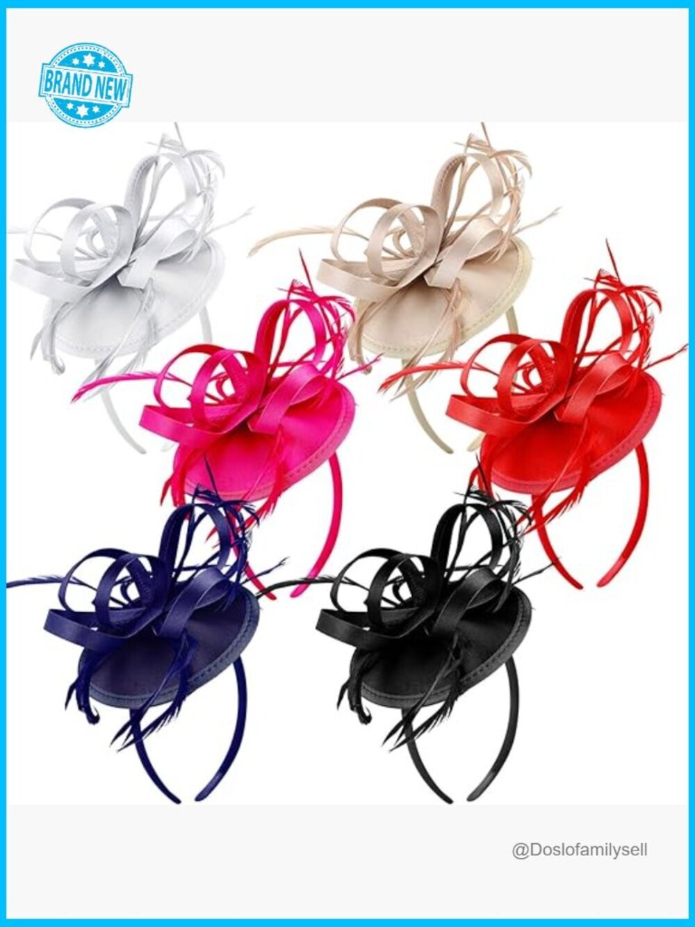 6 Pcs Derby Party Hat Headband Set Fascinator Hair Clip Cocktail Feathers